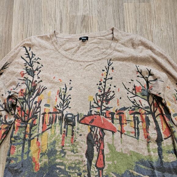 Shana Wearable Art Sweater Women L Wool Blend Man Woman Print City Glam Eclectic - Picture 2 of 9